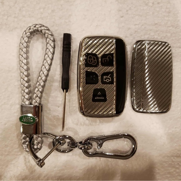 Range Rover Silver Key Chain Accessories | Land Rover Silver Braided Leather Chrome Keychain Silver ...